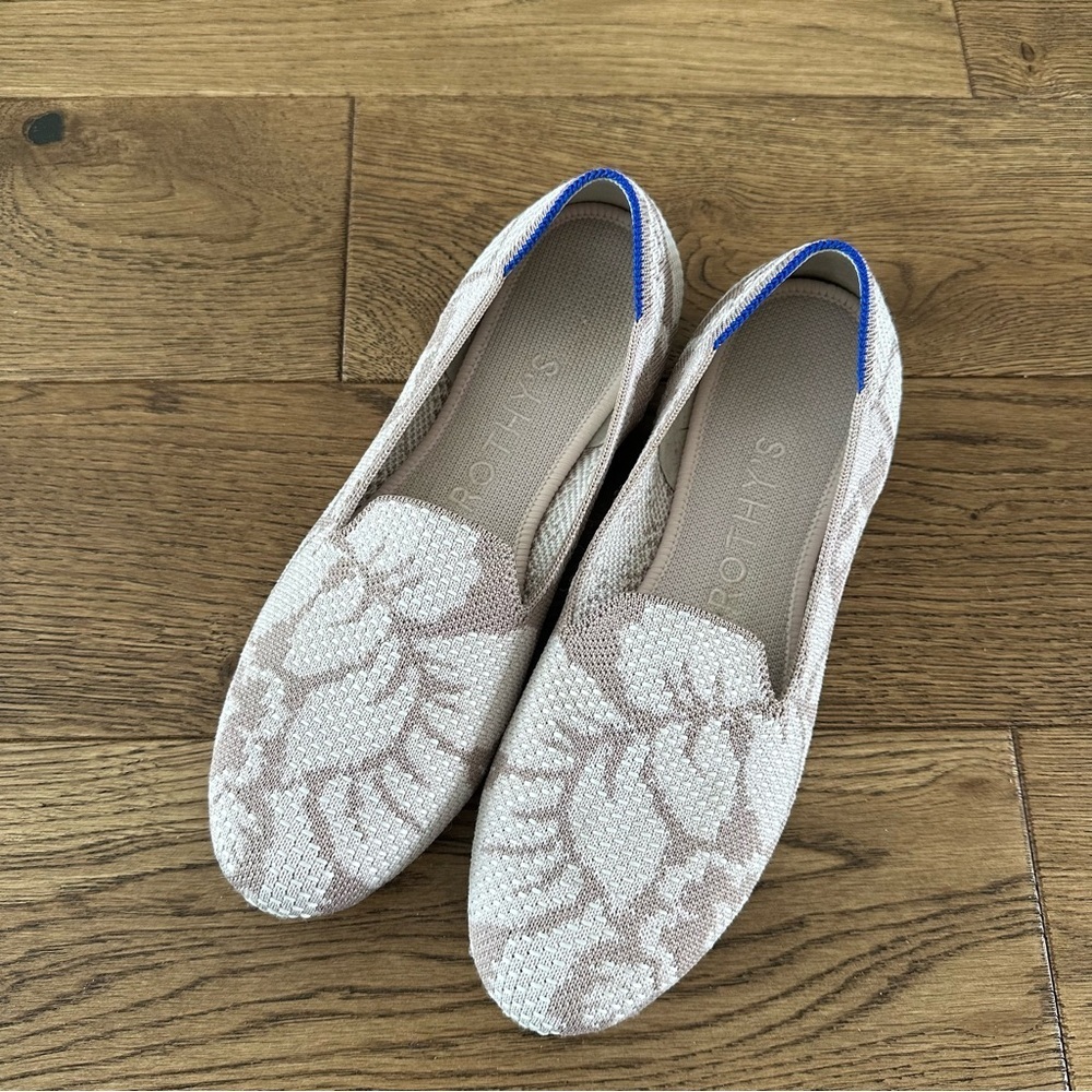 Rothy’s Retired Loafers Flats Floral Leafs Print Petal Gray  Sz 7.5